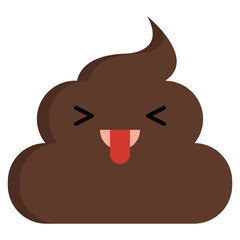 Face with stuck-out tongue & closed eyes stinky poop shit emoji flat icon