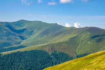 Background landscape with Ukrainian Carpathian Mountains in the Pylypets