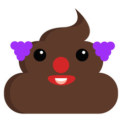 Clown Face stinky poop shit emoji flat icon