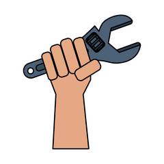 hand holding wrench tool icon image vector illustration design 