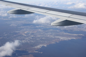 Obraz premium airplane wing view