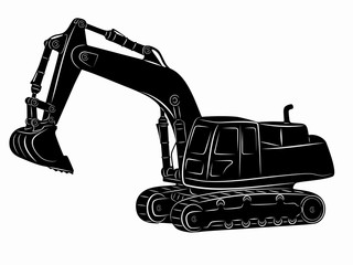 illustration of a excavator. vector drawing