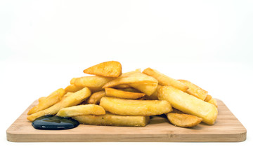 Golden French fries potatoes ready to be eaten
