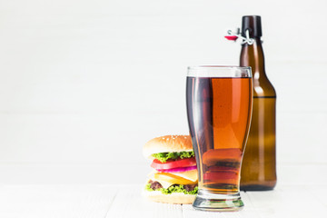 Classic burger and beer glass