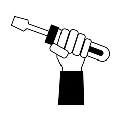 hand holding screwdriver tool icon image vector illustration design 