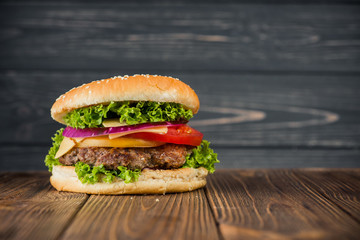 Classic burger with tomato and beef