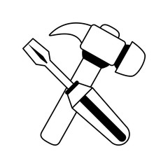 screwdriver and hammer tools icon image vector illustration design 