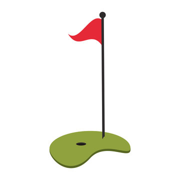 hole with flag golf icon image vector illustration design 