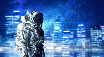 Naklejka premium Space suit design. Mixed media