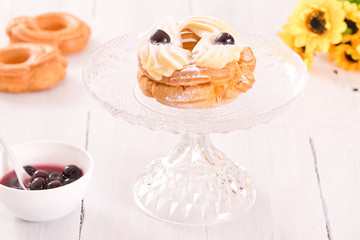 Zeppole with pastry cream. 