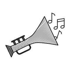 trumpet musical instrument with notes vector illustration design