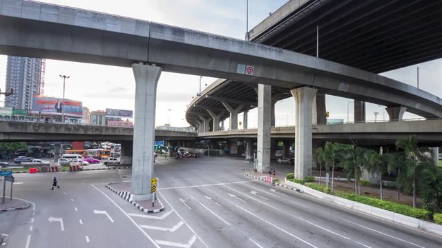 Bangna, Bangkok Thailand traffic intersection transport in daylight time lapse