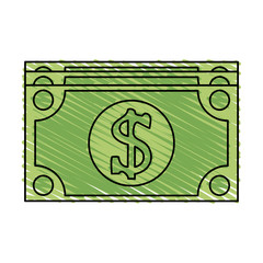 dollar bill money icon image vector illustration design  hand colored style