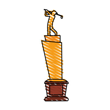 trophy golf icon image vector illustration design  hand colored style