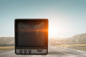 Vintage TV monitor. Mixed media