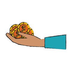 hand holding coin money icon image vector illustration design 