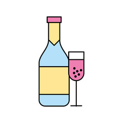 wine bottle and cup vector illustration design