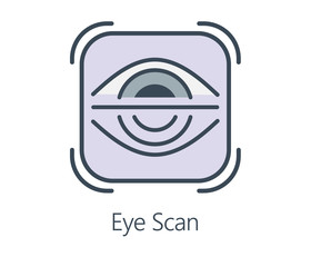 Icon design eye scan in flat line style. Symbol about health check and medical concept.