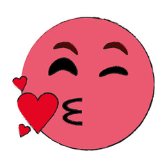 flirty heart kiss emoji icon image vector illustration design 
