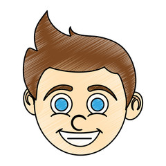 boy blue eyes  happy child icon image vector illustration design  sketch style