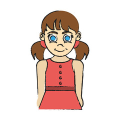 girl with blue eyes and pigtails happy child icon image vector illustration design 