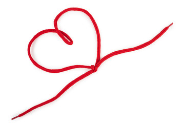 Heart of a red  shoelace