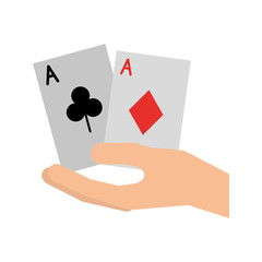 hand human with poker cards vector illustration design