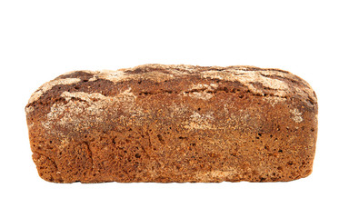 Tasty loaf of bread on white background
