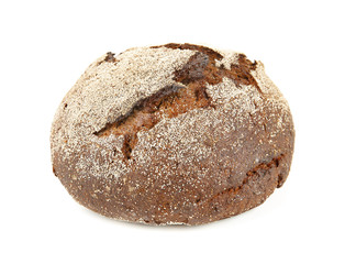 Tasty loaf of bread on white background
