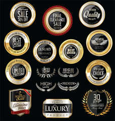 Premium and luxury silver retro badges and labels collection