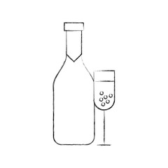 wine bottle and cup vector illustration design