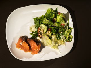 Salad with salmon