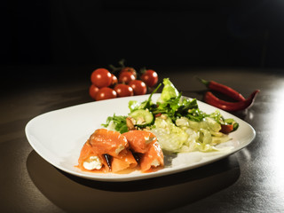 Salad with salmon