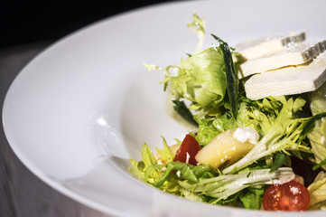 Salad with pear and grapes