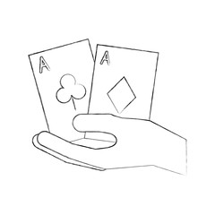 hand human with poker cards vector illustration design