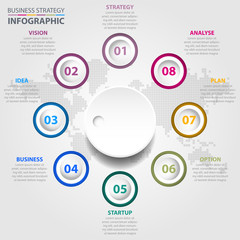 Business Infographics global strategy design template illustration