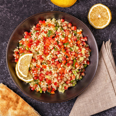 Tabbouleh salad, traditional middle eastern or arab dish.