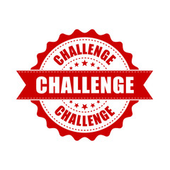 Obraz premium Challenge grunge rubber stamp. Vector illustration on white background. Business concept challenge stamp pictogram.