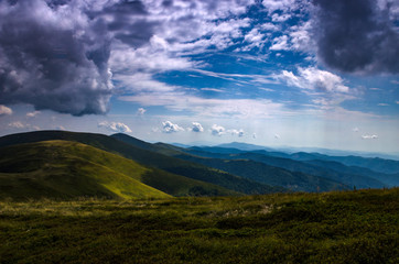Background landscape with Ukrainian Carpathian Mountains in the Pylypets