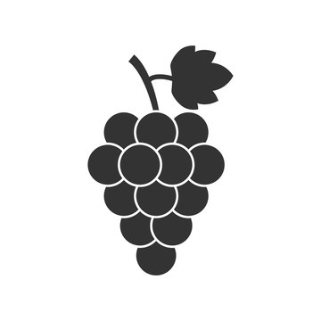 Grape fruit with leaf icon. Vector illustration on white background. Business concept Bunch of wine grapevine pictogram.