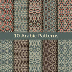 set of ten seamless vector arabic traditional geometric patterns