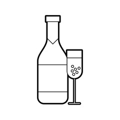 wine bottle and cup vector illustration design