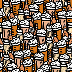 Fototapeta premium hand drawn beer seamless pattern