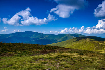 Background landscape with Ukrainian Carpathian Mountains in the Pylypets