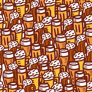 hand drawn beer seamless background