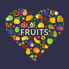 Vector Mix Fruits Banner with Place for Text