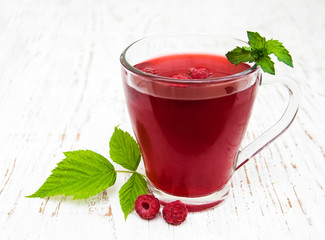 Glass of raspberry tea