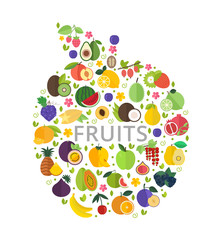 Vector Mix Fruits Banner with Place for Text