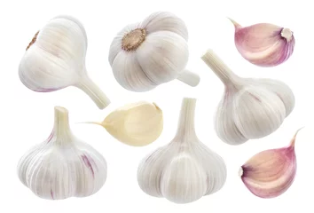 Gordijnen Garlic isolated on white background. Collection © xamtiw