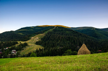 Background landscape with Ukrainian Carpathian Mountains in the Pylypets